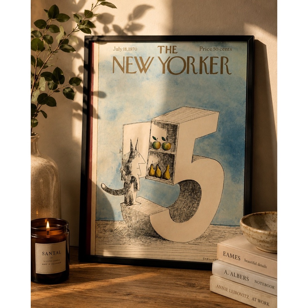 Vintage The New Yorker July 18 1970 Saul Steinberg Framed Magazine Cover Art